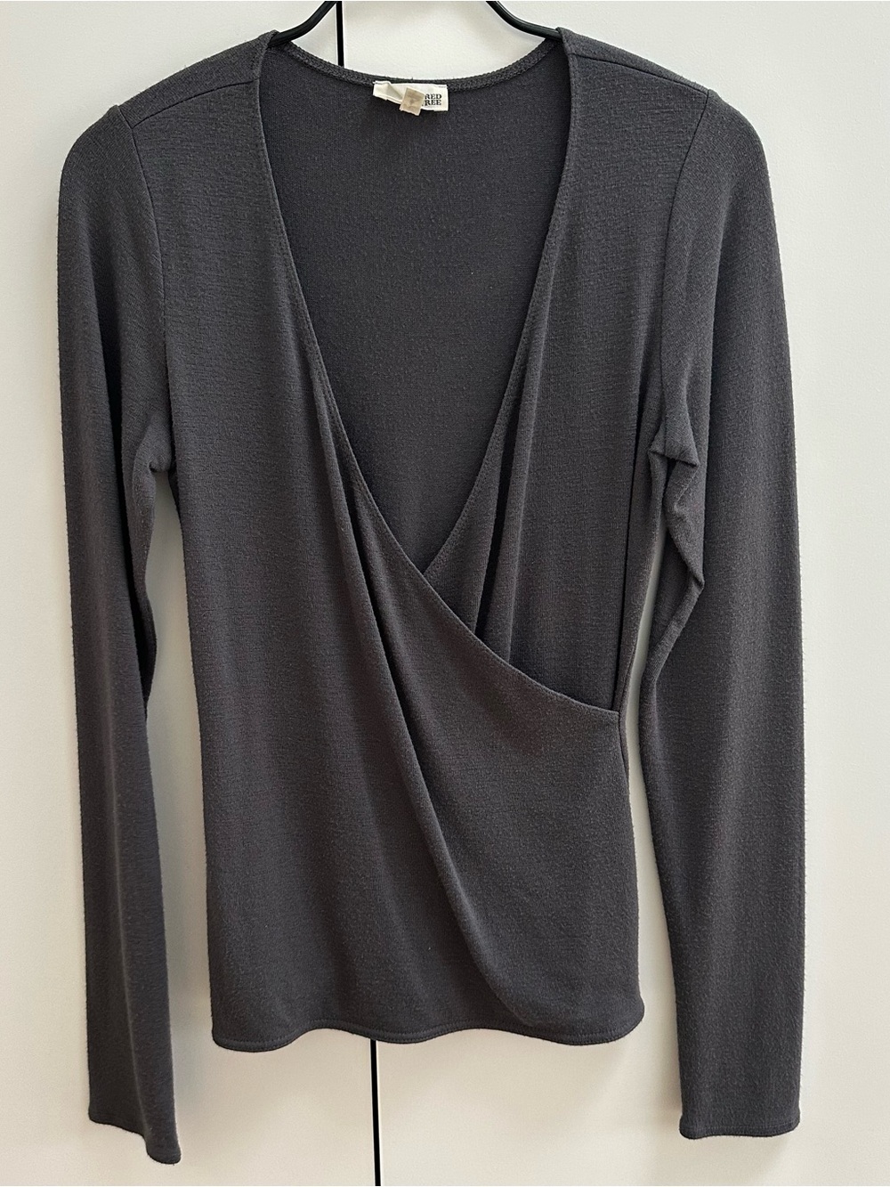 WILFRED FREE - WRAP FRONT LONG SLEEVE TOP - SIZE MEDIUM